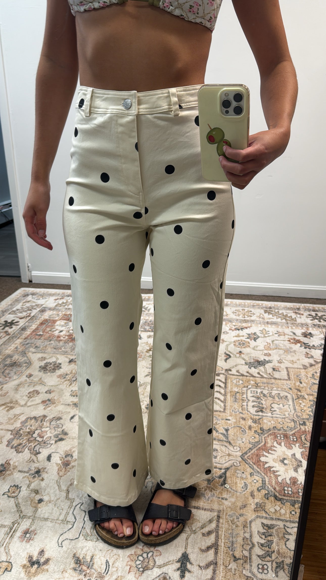 POLKADOT STRETCH DENIM PANTS