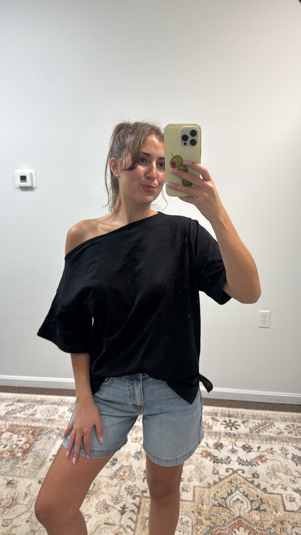 Asymmetrical Off-Shoulder Boxy Cotton Tee