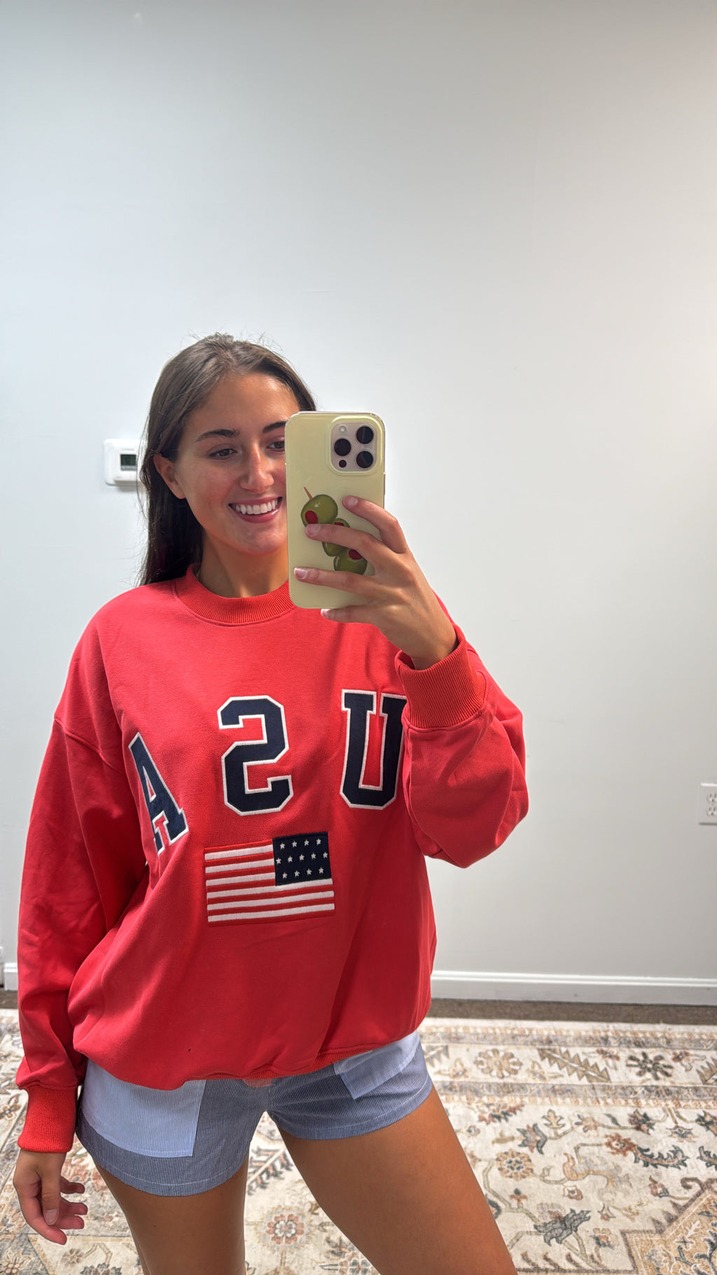 LONG SLEEVE CREW NECK "USA" OVERSIZED SWEATSHIRT