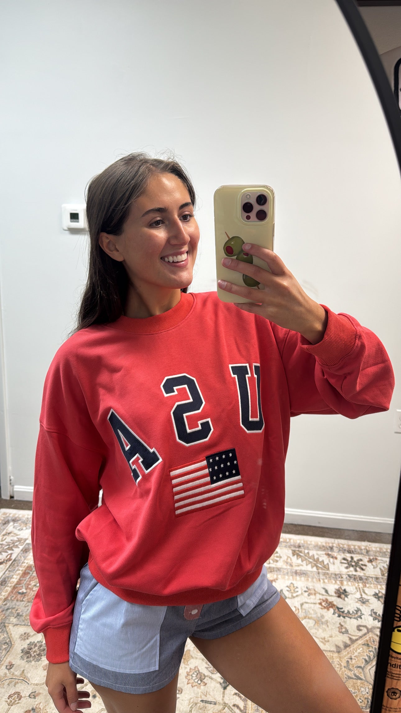 LONG SLEEVE CREW NECK "USA" OVERSIZED SWEATSHIRT