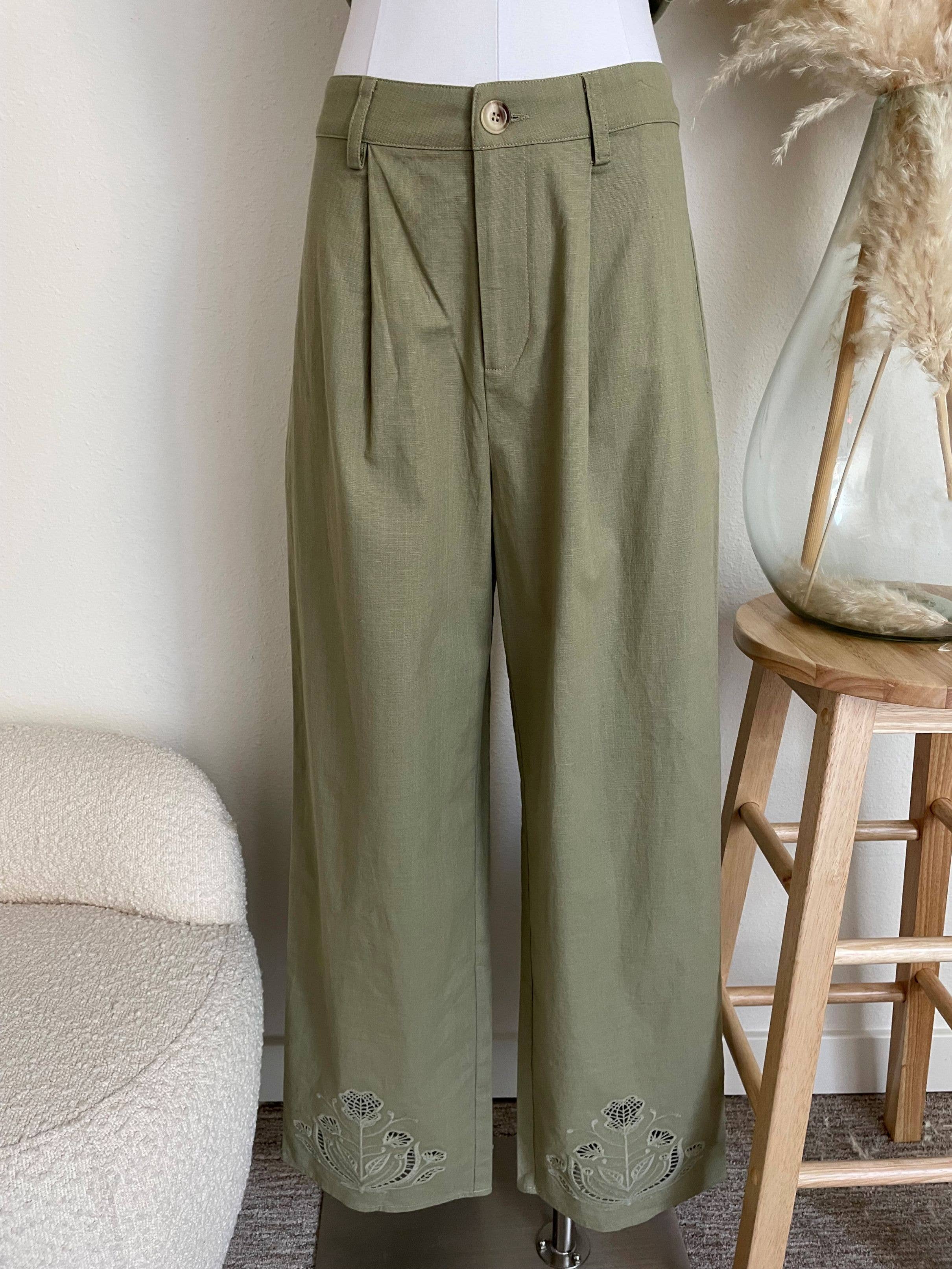 Sage Coast Embroidered Pants