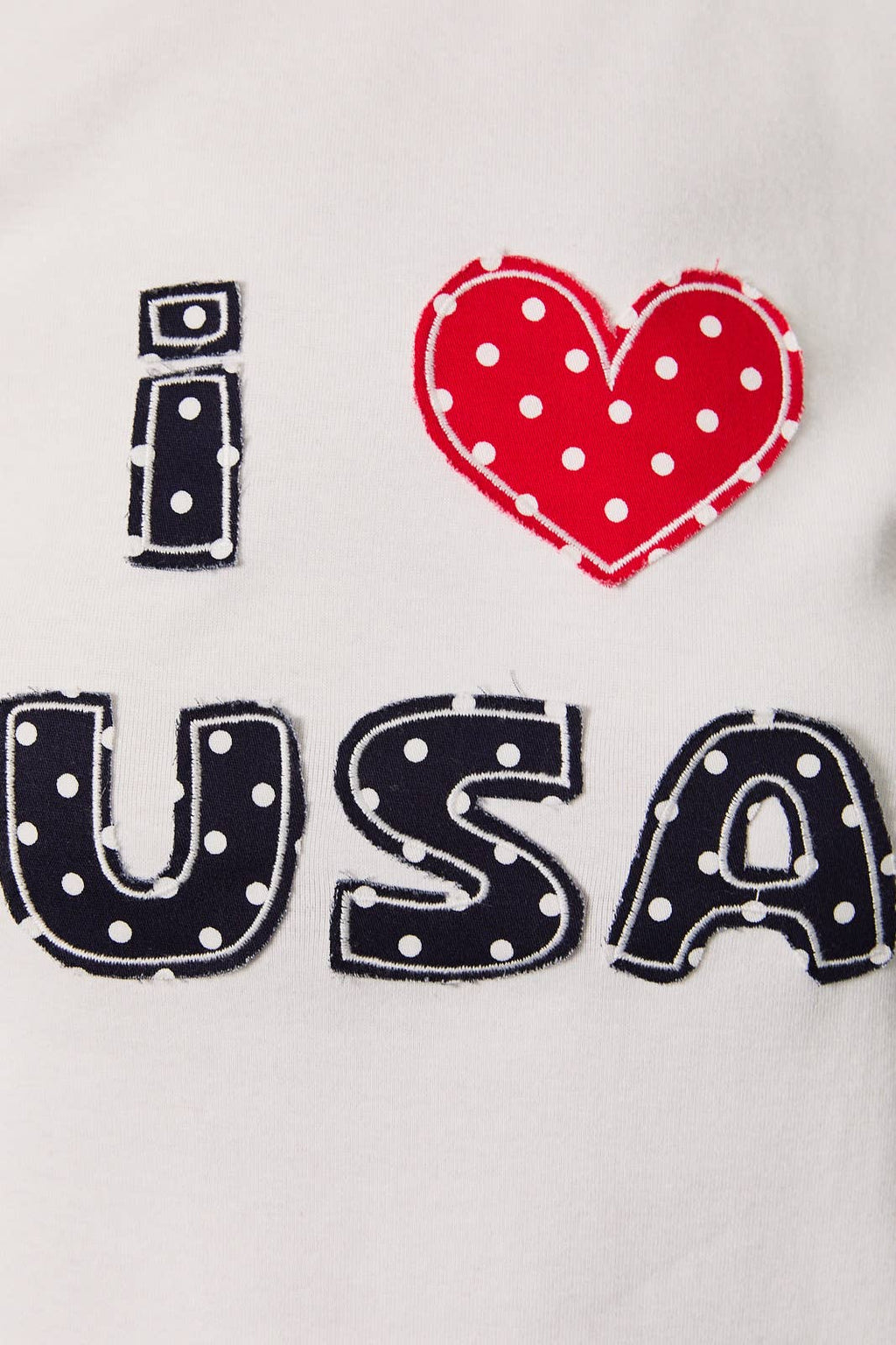 "I LOVE USA" ROUND NECK SHORT SLEEVE KNIT TOP