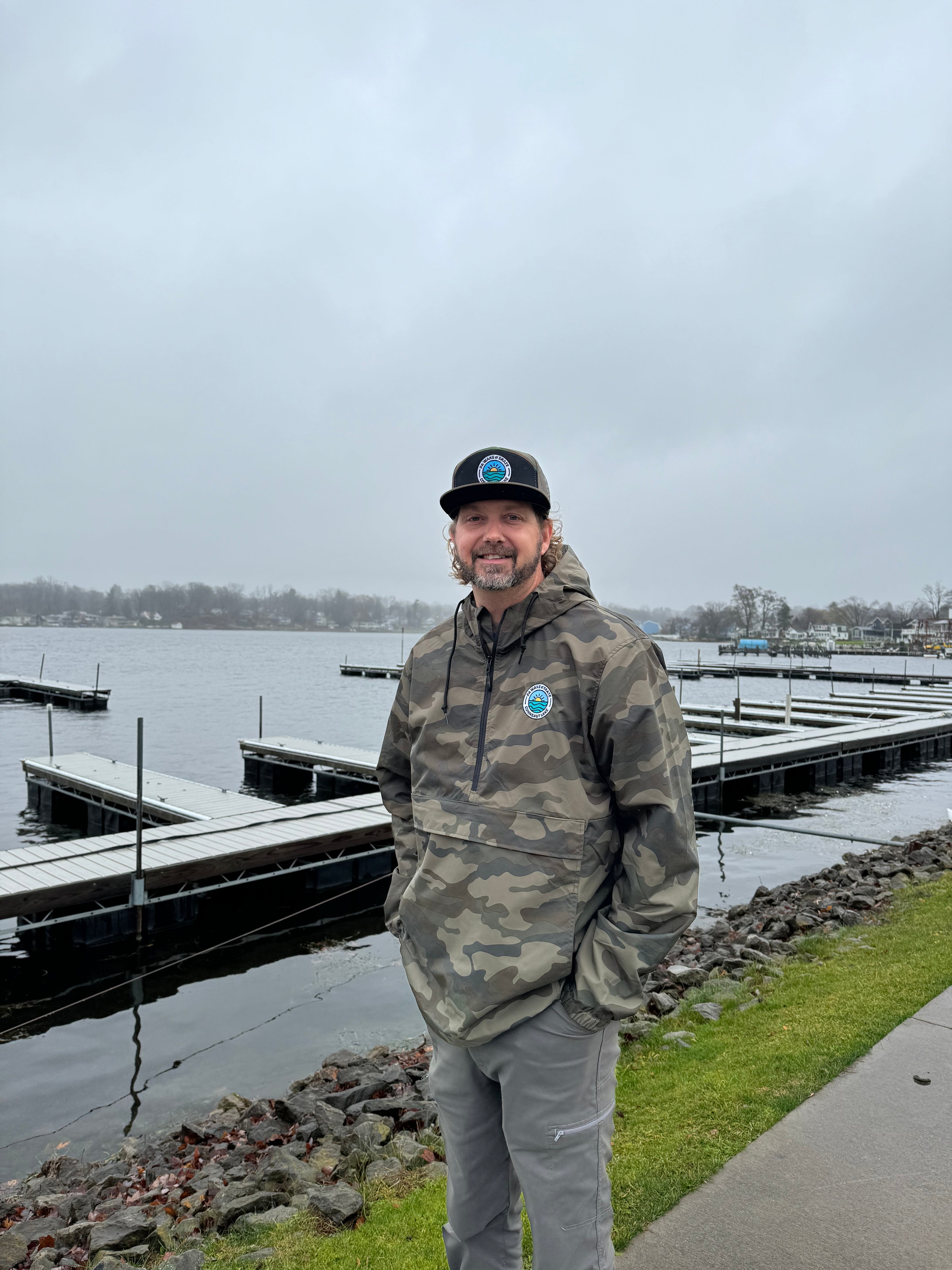 PA Wake and Skate 1/2 Zip Camo Windbreaker