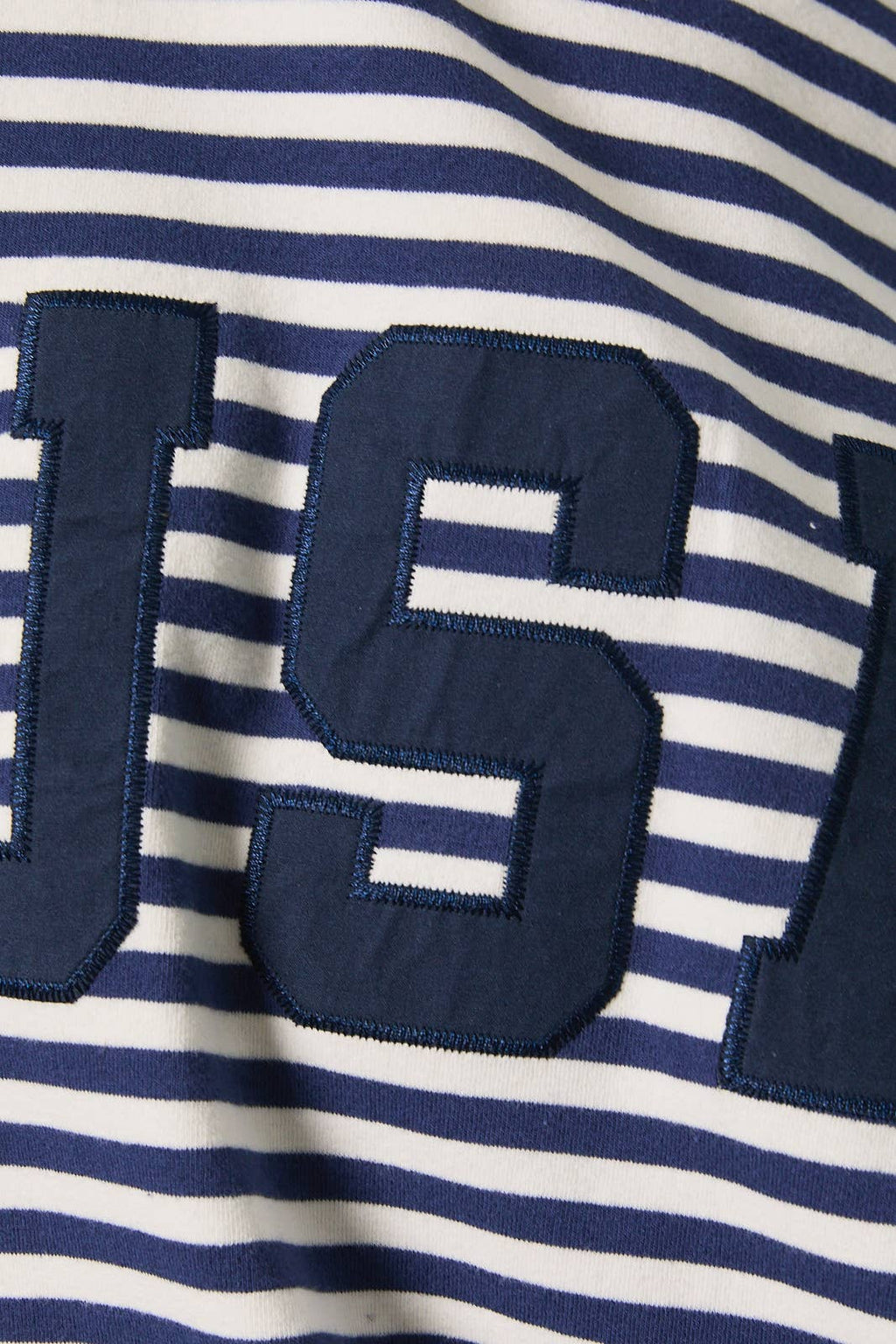 BLUE STRIPE MOCK NECK SWEATSHIRTS WITH "USA"