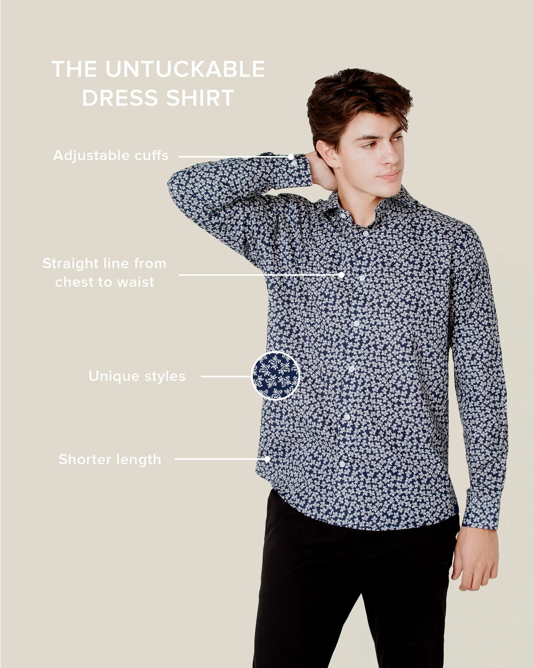 Untuckable Brooklyn Floral Dress Shirt