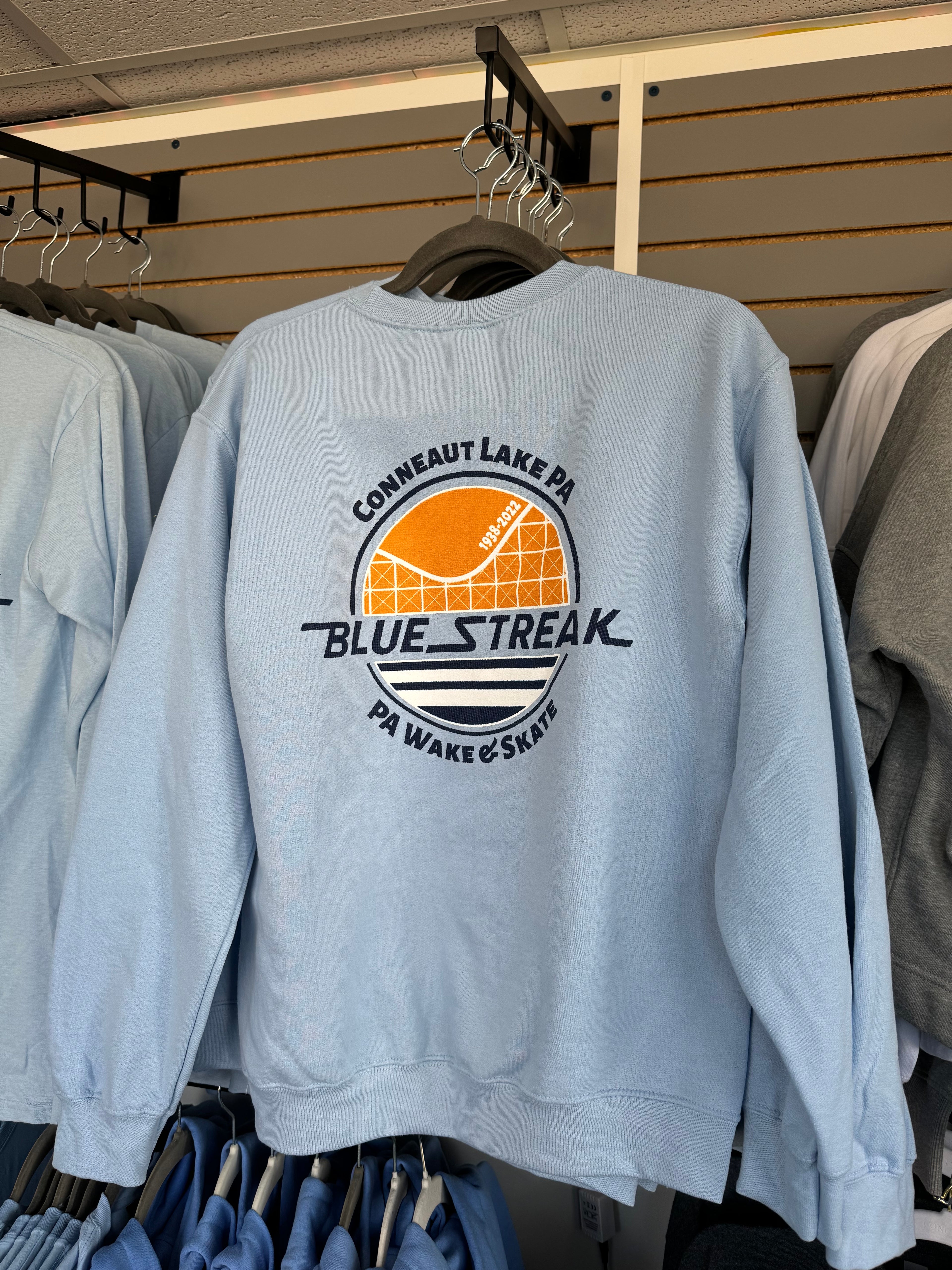 PA Wake and Skate Blue Streak Crew Neck