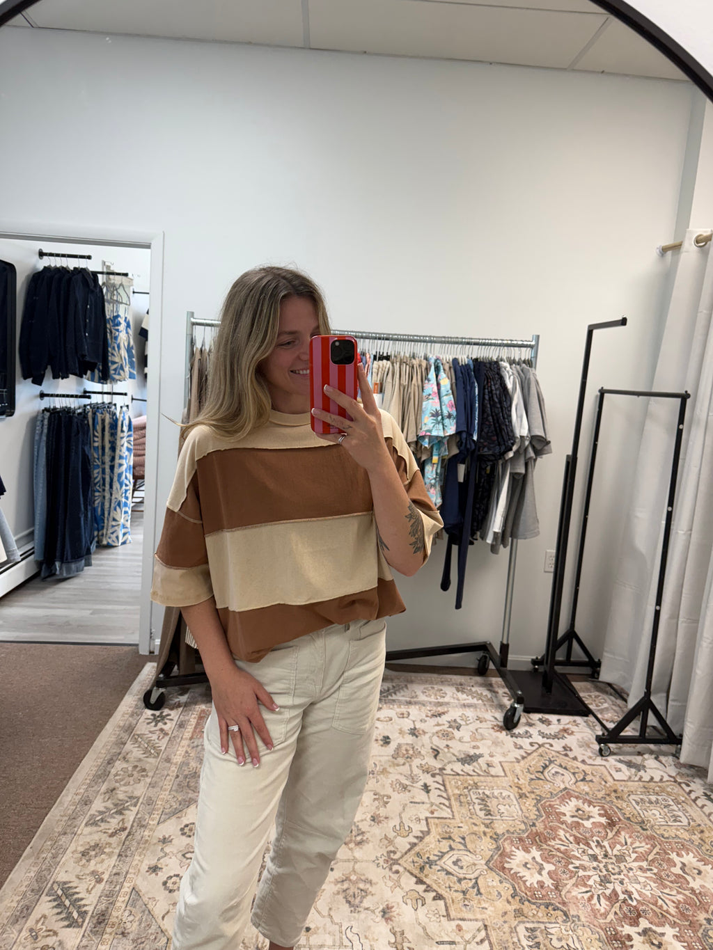 Polly Color Block Top Tee Shirt