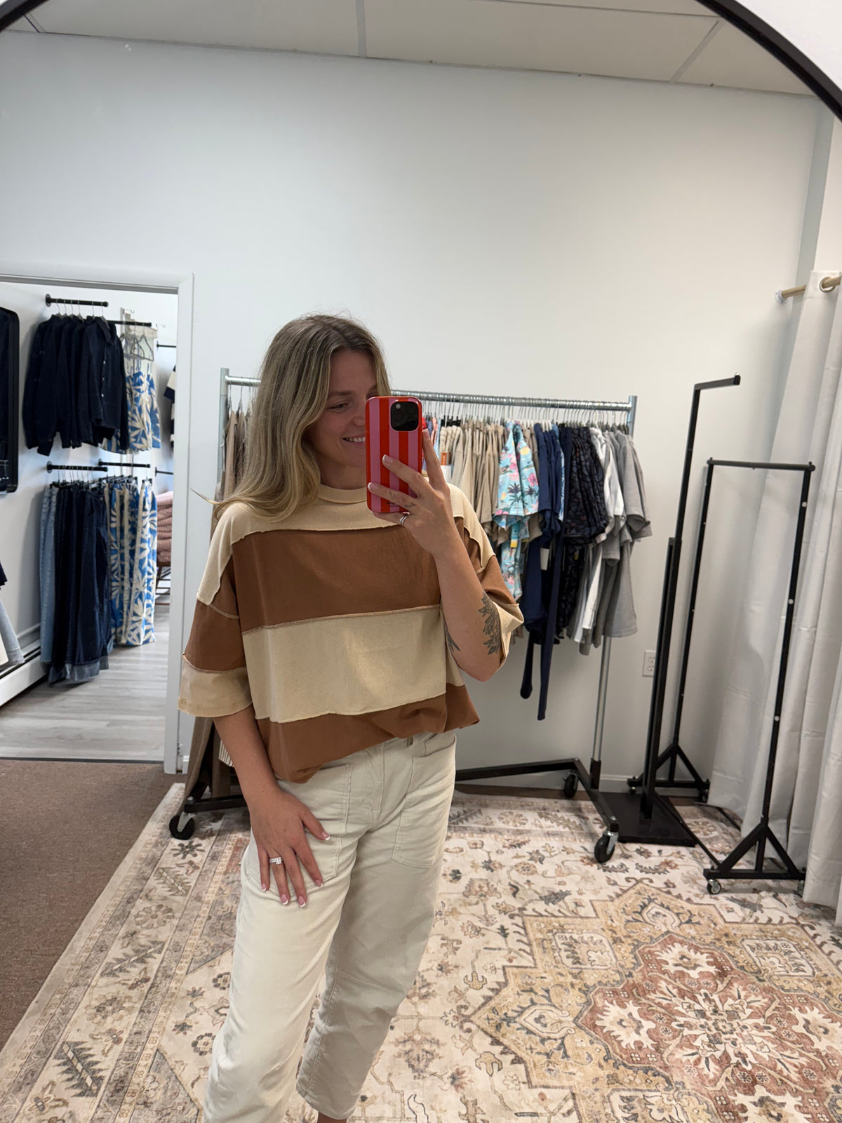 Polly Color Block Top Tee Shirt