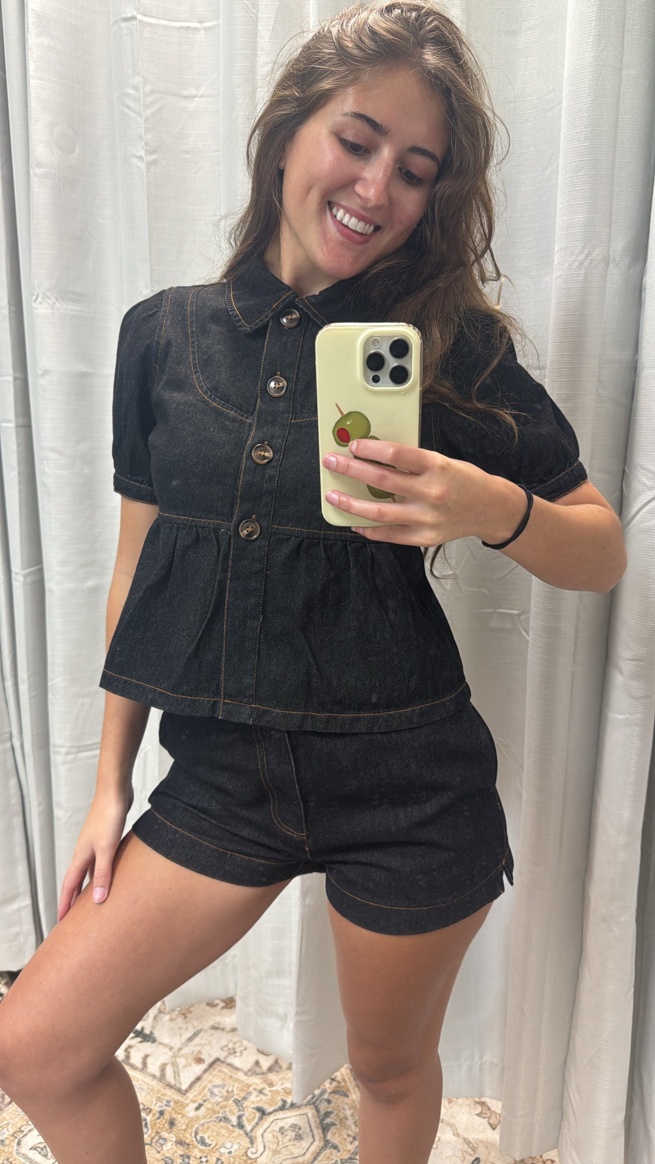 PETER PAN COLLAR DENIM TOP