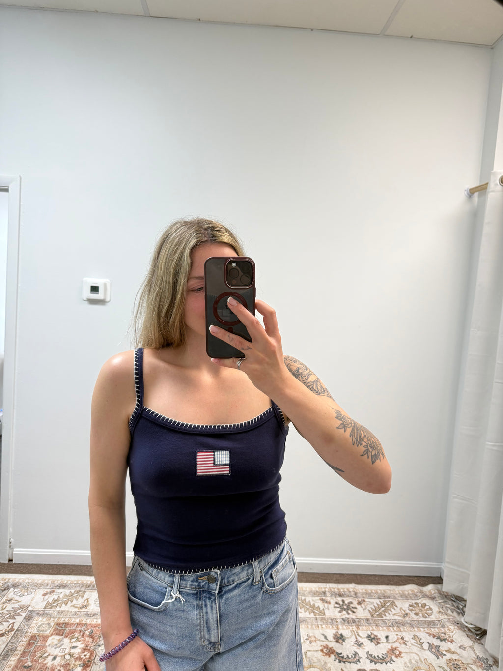 TANK TOP WITH AMERICAN FLAG ON FRONT