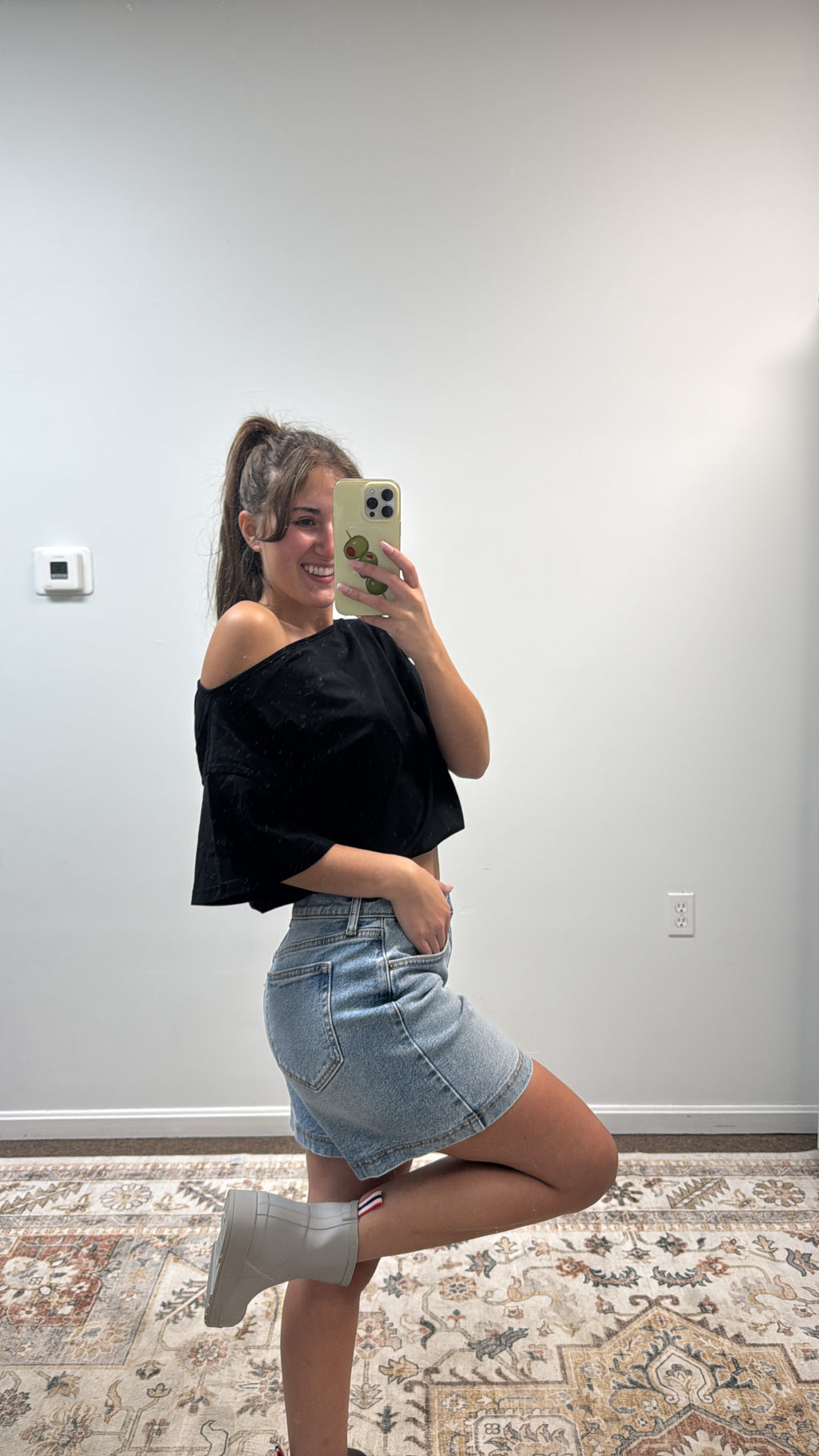 Asymmetrical Off-Shoulder Boxy Cotton Tee