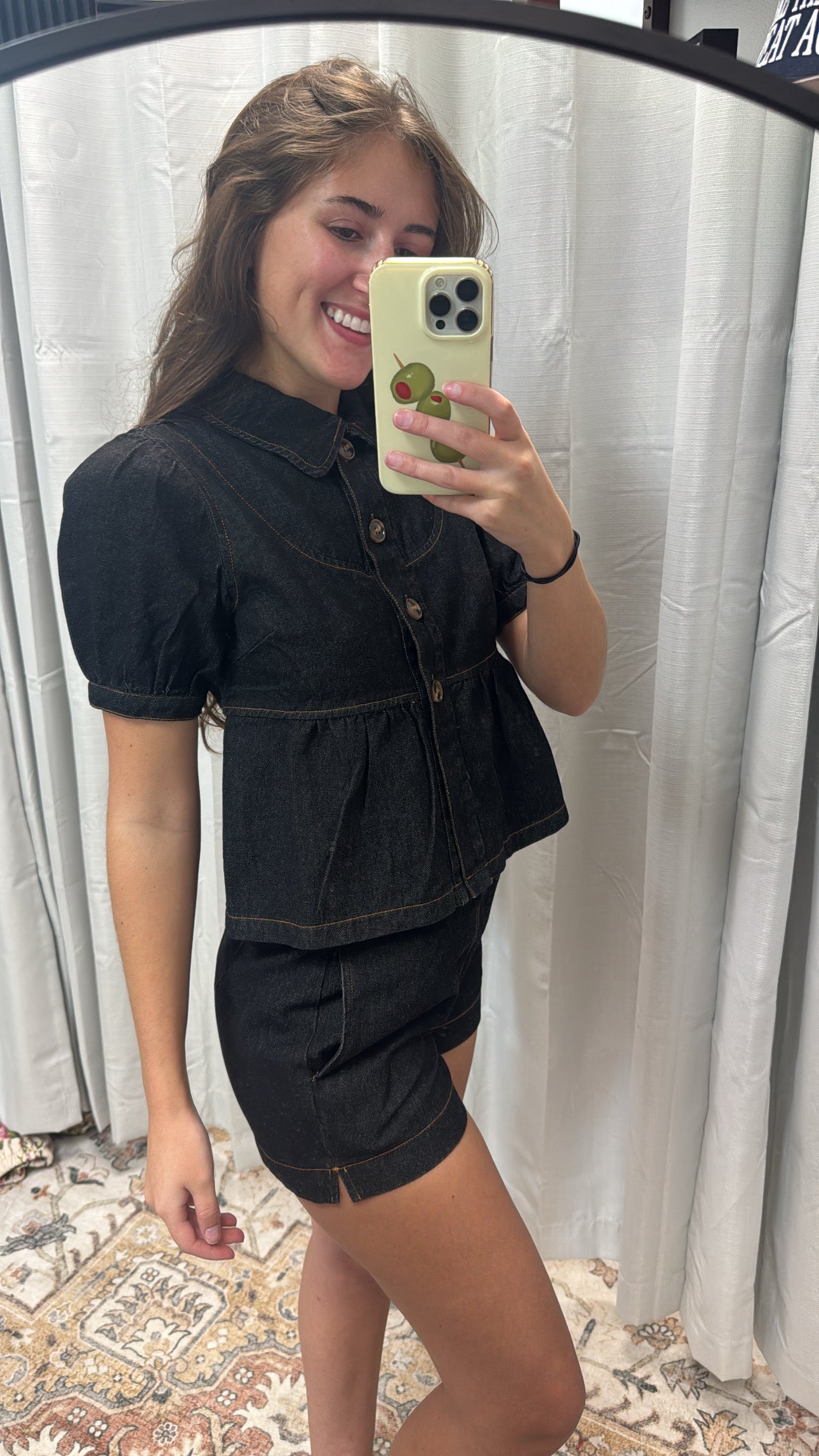PETER PAN COLLAR DENIM TOP
