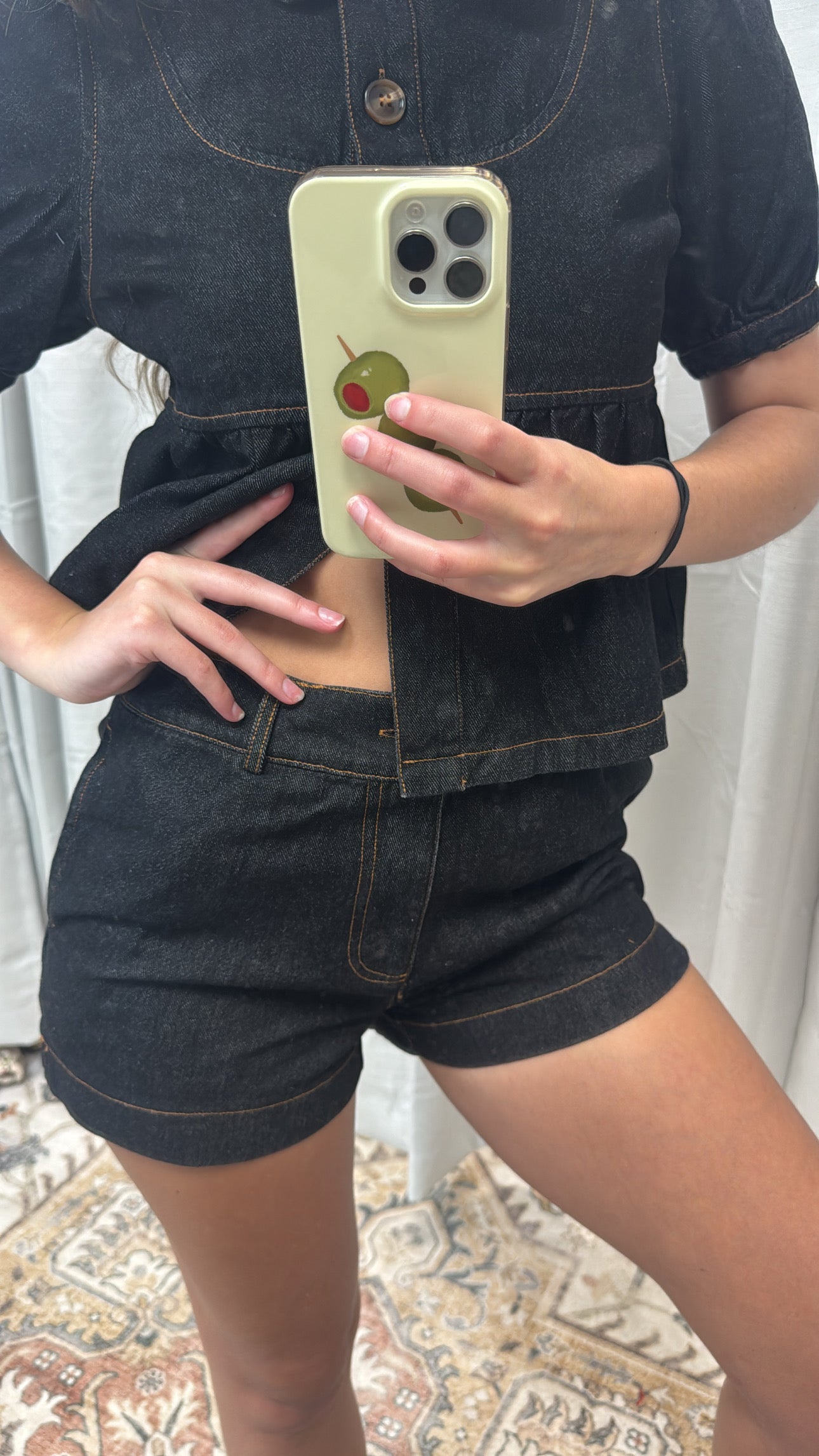 PETER PAN COLLAR DENIM TOP