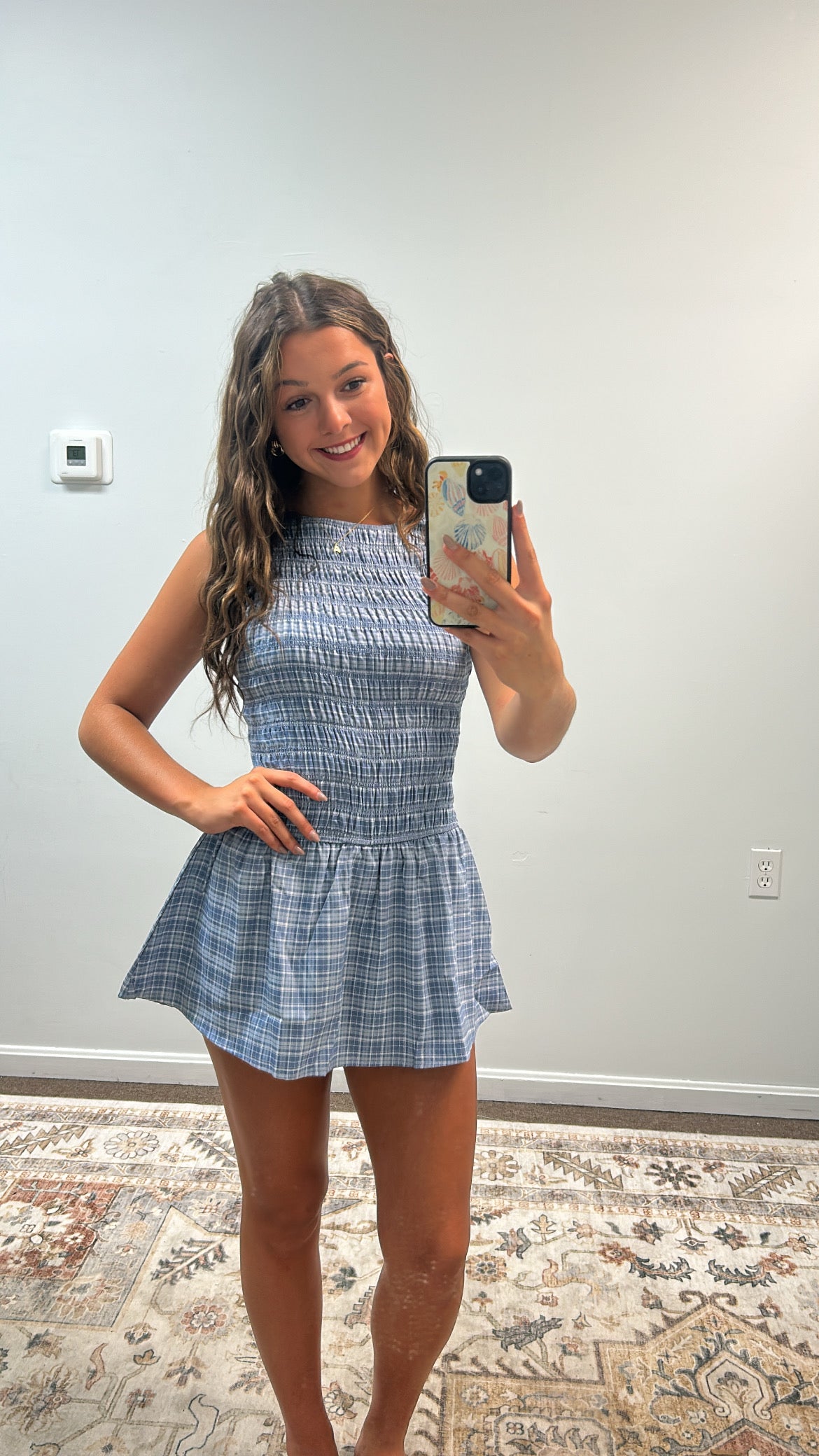 BOAT NECK SMOCKING BODICE LOW WAIST ROMPER
