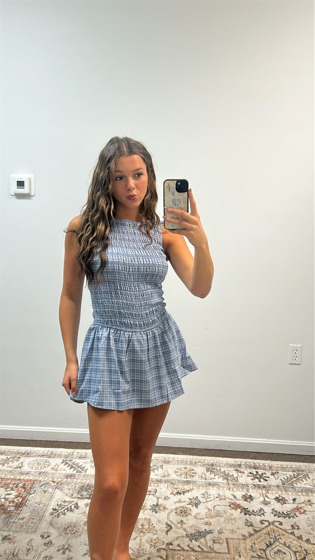 BOAT NECK SMOCKING BODICE LOW WAIST ROMPER