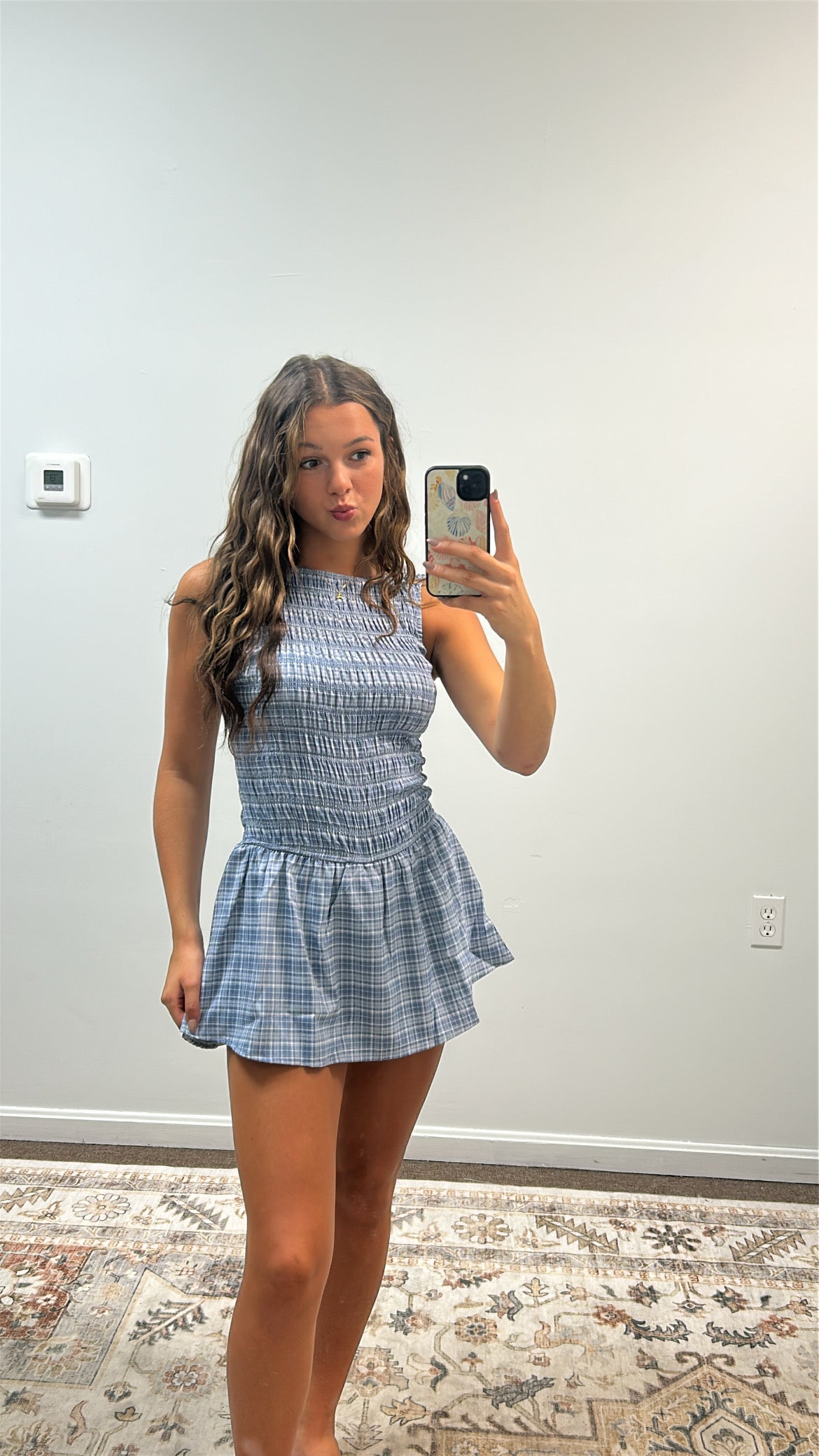 BOAT NECK SMOCKING BODICE LOW WAIST ROMPER