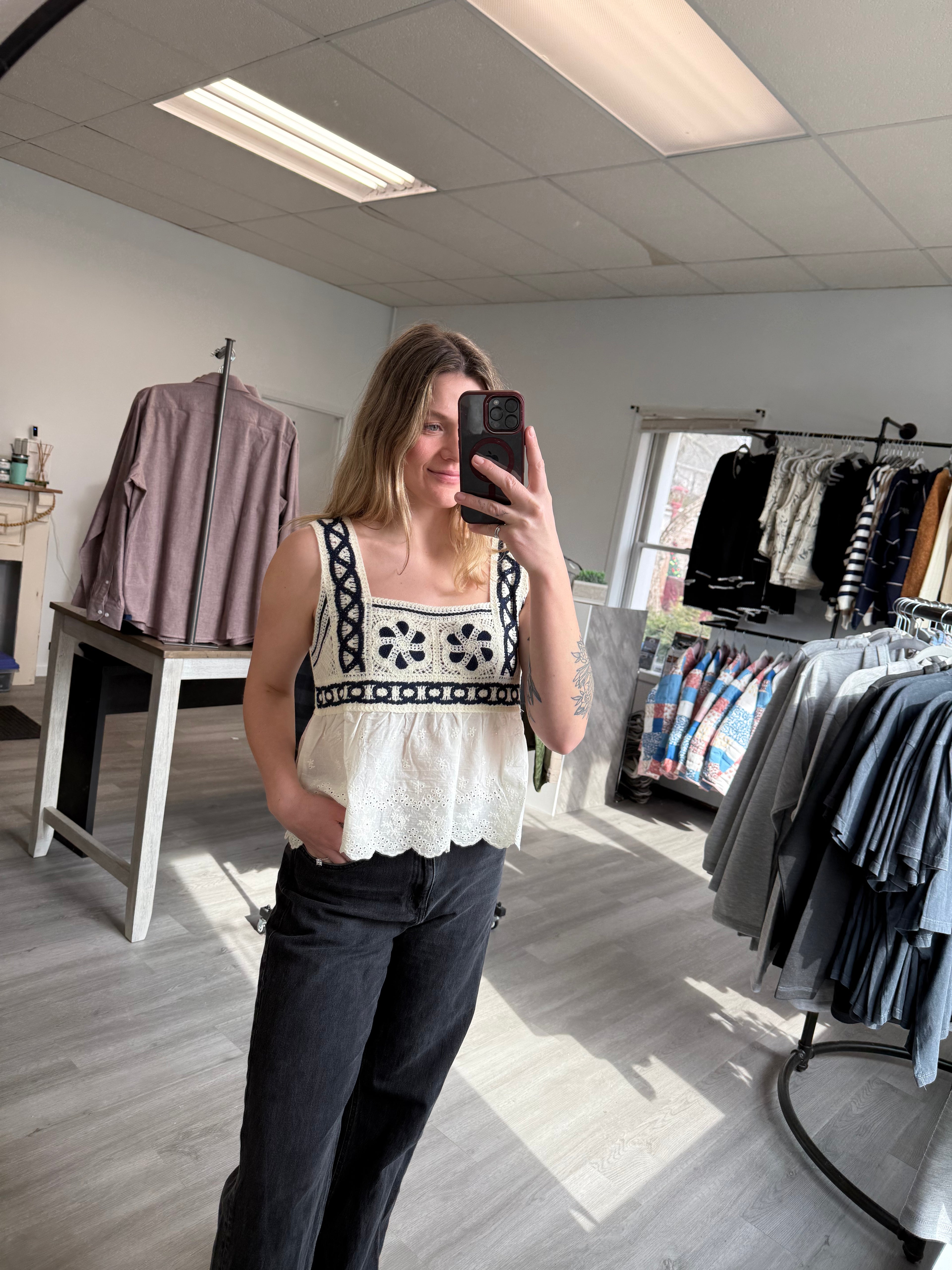 Blue Tide Lace Crochet Top