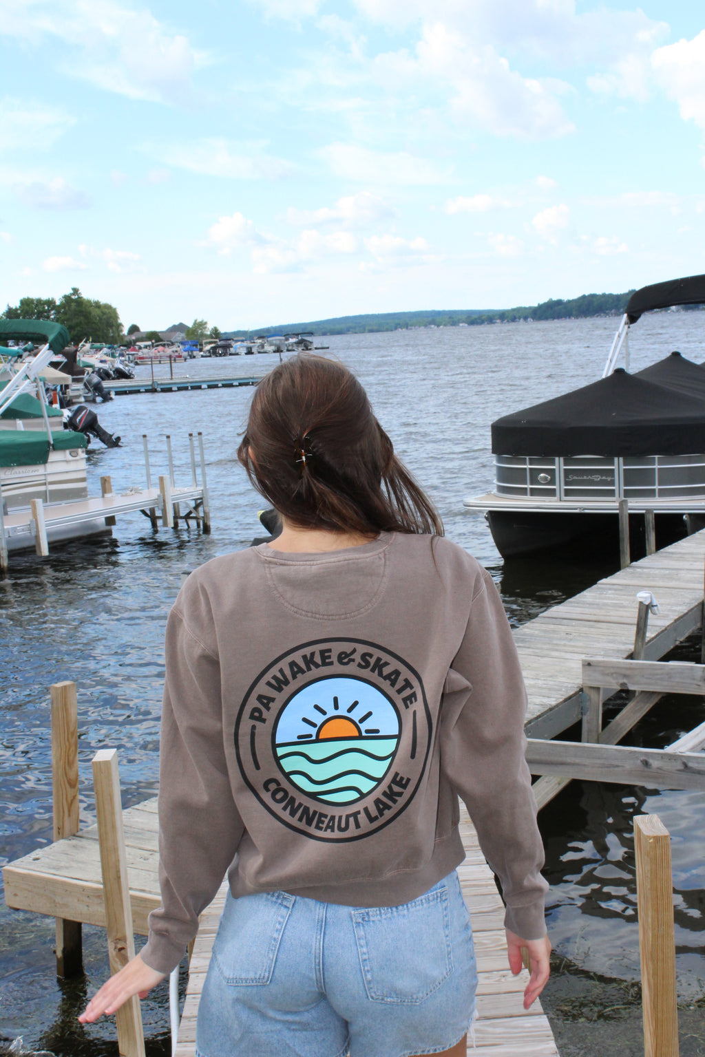 PA Wake and Skate womens cropped crewneck