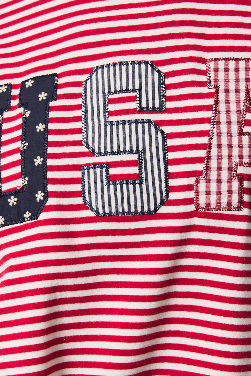 Red STRIPE MOCK NECK SWEATSHIRTS WITH "USA"