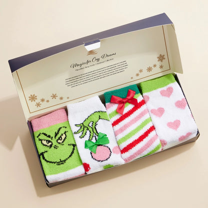 Christmas Grinch Fuzzy Socks Assorted Pack of 4